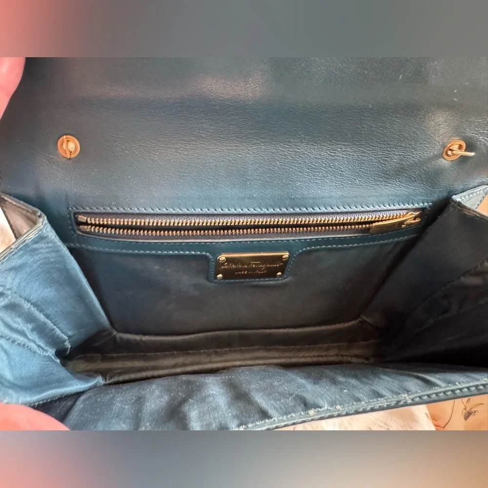PRICED2SELL🔥Salvatore Ferragamo Teal Patent Leather Shoulder/Crossbody Bag